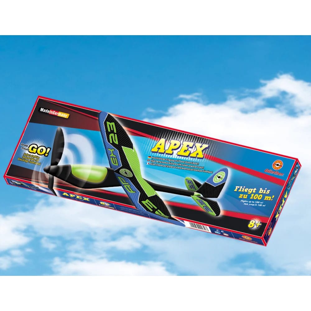 Günter Apex Flyvemaskine - Ses her i sin æske med skyer i baggrunden