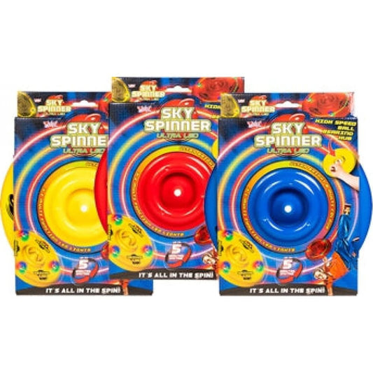 Wicked Sky Spinner med LED er lagt op, så man kan se alle farverne. Wicked Sky Spinner LED fås i farverne blå, rød og gul. LED lyset er i blå, rød og grøn.