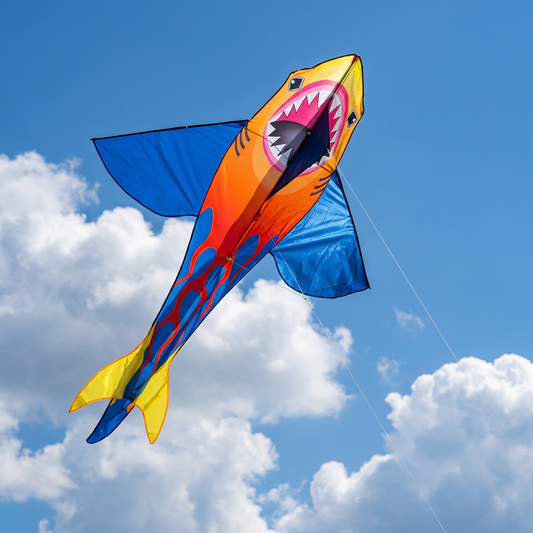 Wikz Ildhaj Drage i rød, gul og blå design, vist mod himlen
