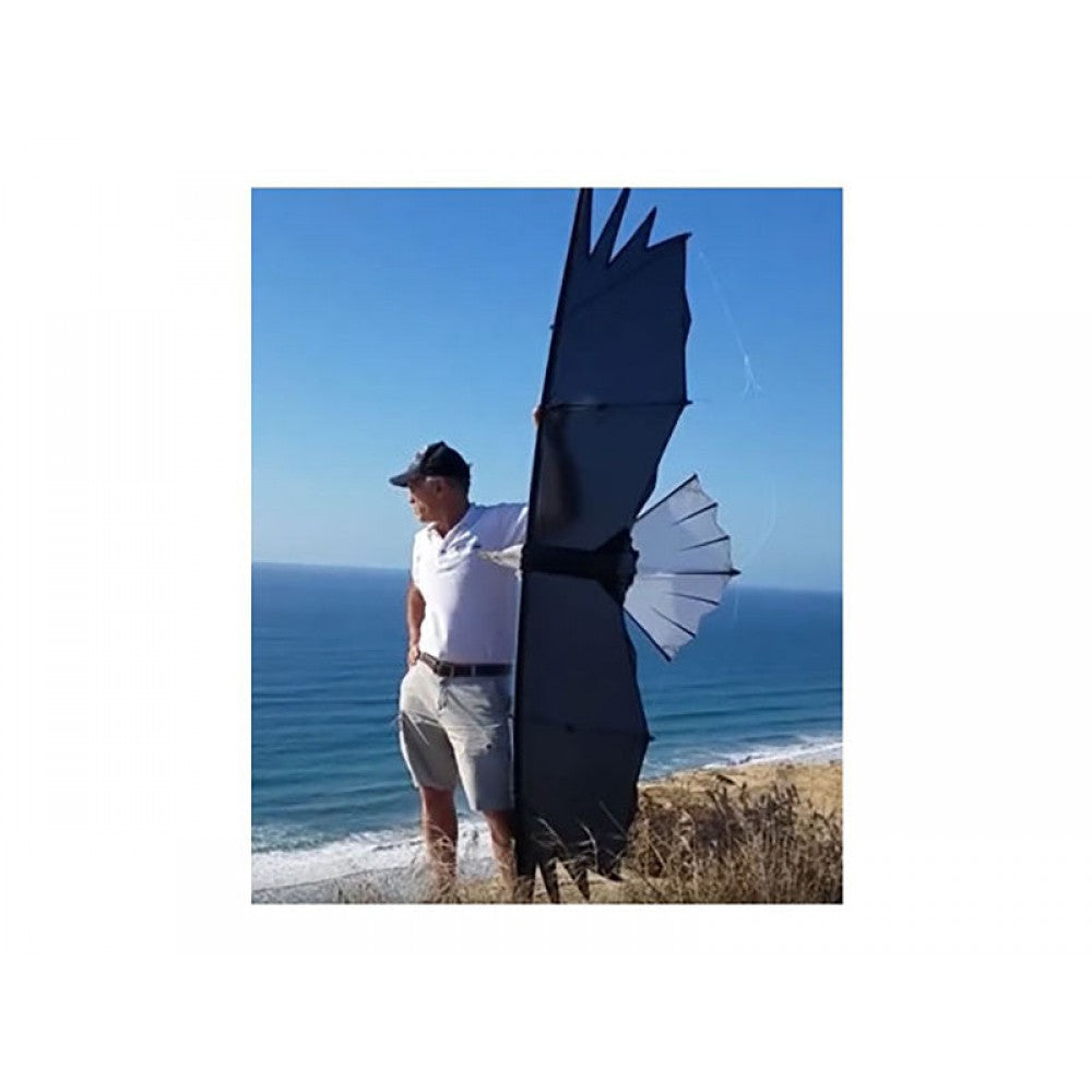 Her ses Revolution Eagle ved siden af en mand i normal størrelse. Det ses tydeligt at vingefanget på Revolution Eagle er på de imponerende 244 cm.