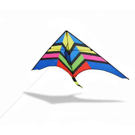 Wikz Delta Skyrush stuntdrage i assorterede farver, vist på hvid baggrund