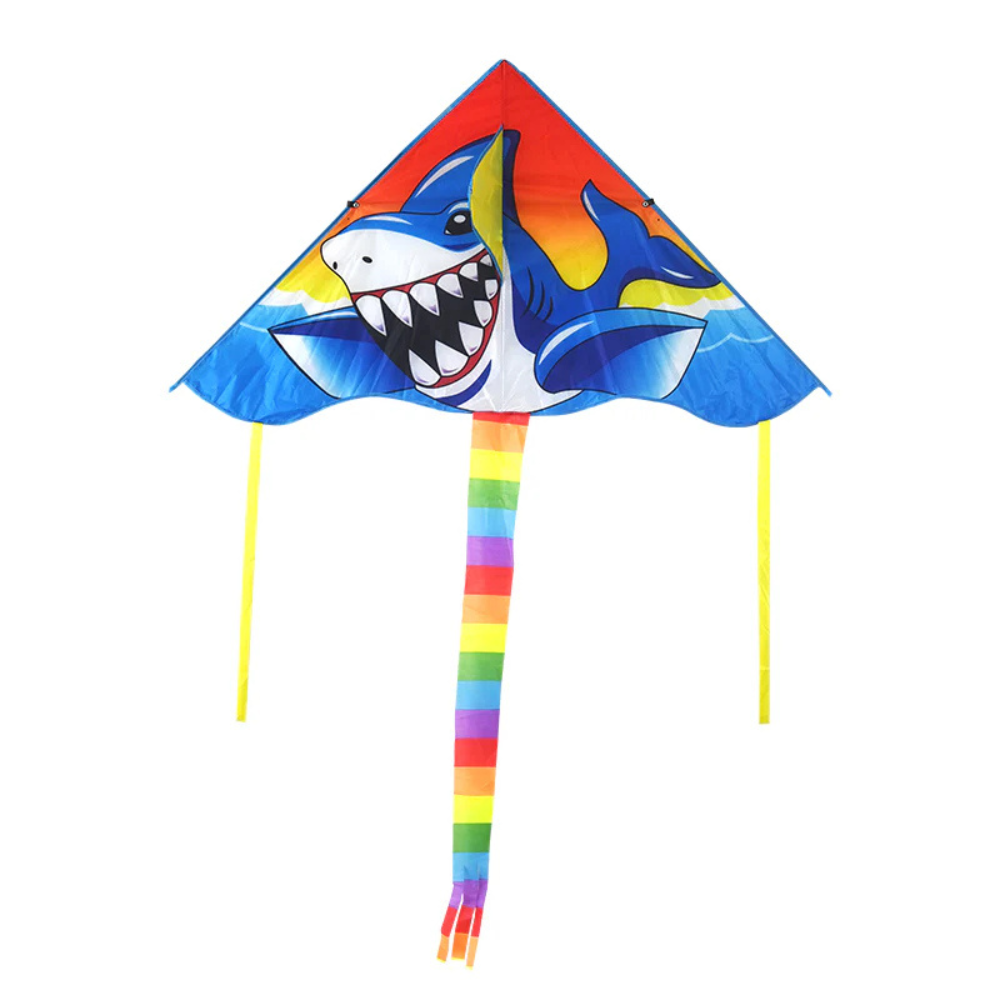 Wikz Haj drage i blå og rød design, vist på hvid baggrund