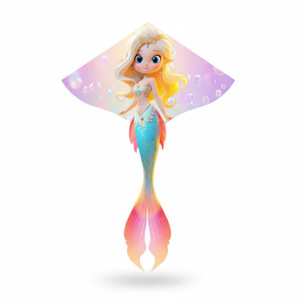 Wikz Havfrue Prinsesse Drage i pastelfarver med lange haler, vist på hvid baggrund