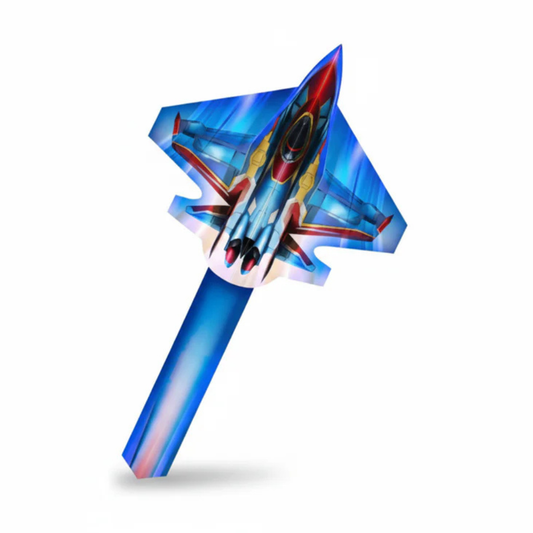Wikz Raket Drage i blå, rød og gul design, vist på hvid baggrund