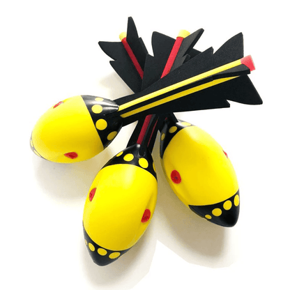 Wikz RocketRush luftraketter i gul, sæt med 3 stk, vist på hvid baggrund