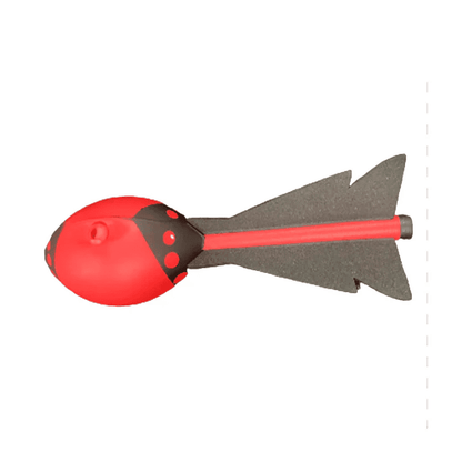 Wikz RocketRush luftraket i rød og sort, vist på hvid baggrund