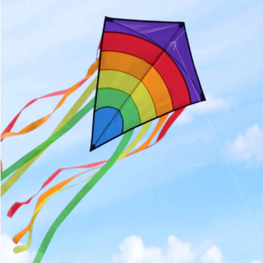 Wikz Ventus regnbue drage V2 i flerfarvet design, vist på hvid baggrund