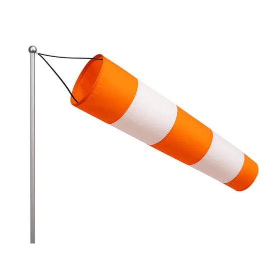 Wikz Windora vindpose i orange og hvid, vist på hvid baggrund