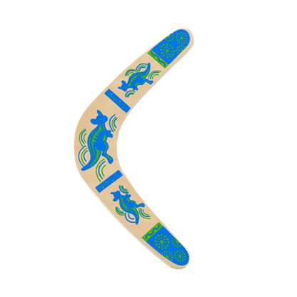 Wikz WindRider X7 boomerang Kaenguru i blå og orange, vist på hvid baggrund